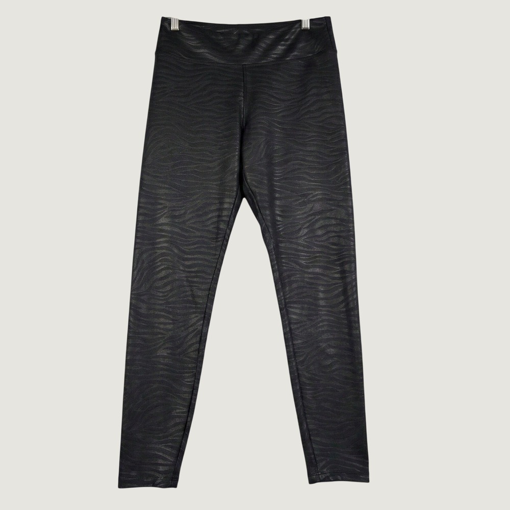 Express‎ Womens Black Tonal Zebra Leggings Size Medium Metallic Skinny